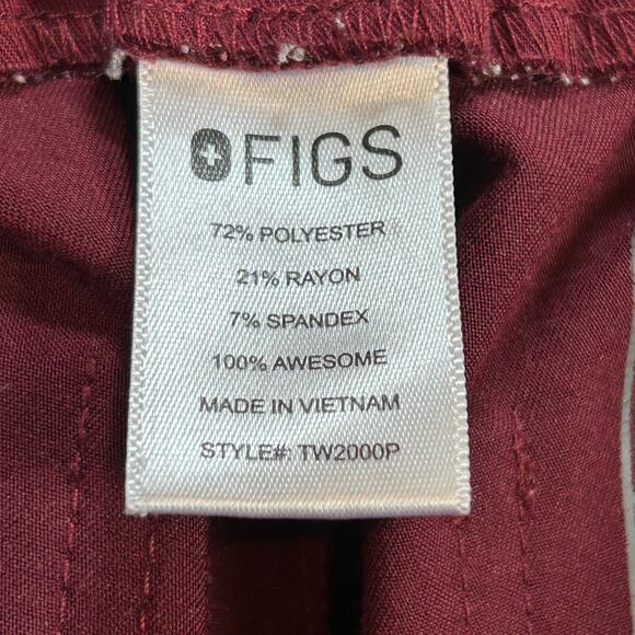 FIGS XS Technical Collection Scrub Pants Burgundy Straight Leg Uniform - Picture 6 of 7